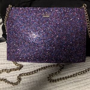 NWOT KATE SPADE Cameron Street Glitter Sima pink purple clutch handbag NEW